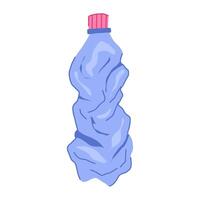 återvinna skrynkliga plast flaska tecknad serie illustration vektor