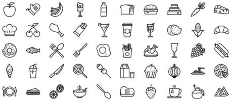 Essen und Getränke Linie Symbol Piktogramm Symbol visuell Illustration einstellen vektor