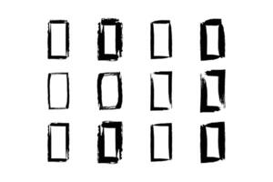 Vertikale Rechteck gestalten dünn Linie Grunge gestalten Bürste Schlaganfall Piktogramm Symbol visuell Illustration einstellen vektor