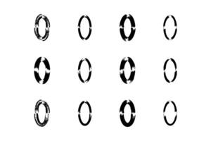 Vertikale Oval gestalten Fett gedruckt Linie Grunge gestalten Bürste Schlaganfall Piktogramm Symbol visuell Illustration einstellen vektor