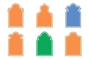 islamic båge design glyf med översikt färgstarka fylld silhuetter design piktogram symbol visuell illustration vektor