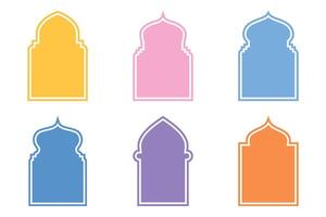 islamisch Bogen Design Glyphe mit Gliederung bunt gefüllt Silhouetten Design Piktogramm Symbol visuell Illustration vektor