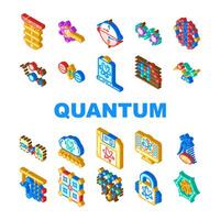 Quantum Technologie Daten Netzwerk Symbole einstellen vektor