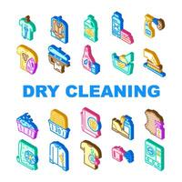 torr rengöring tvätt service ikoner uppsättning vektor