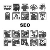 SEO Webseite Digital Geschäft Symbole einstellen vektor