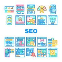 seo hemsida digital företag ikoner uppsättning vektor