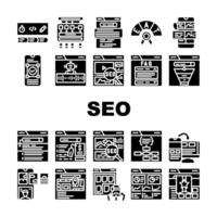 SEO Webseite Digital Geschäft Symbole einstellen vektor