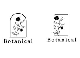 handritad feminim botanisk logotyp mall vektor