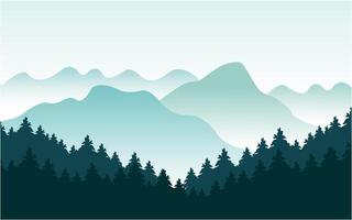 vacker berg och träd landskap illustration logotyp design mall vektor