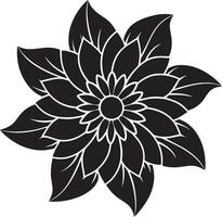 svart och vit mandala blomma på en vit bakgrund. illustration. vektor
