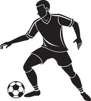 Fußball Spieler Silhouette Illustration isoliert auf Weiß Hintergrund. Fußball Spieler. vektor