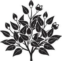 Illustration von ein Ast mit Blätter und Blumen. schwarz und Weiß. vektor