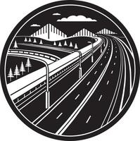 Illustration von ein Autobahn im das Mitte von das Nacht Himmel. vektor