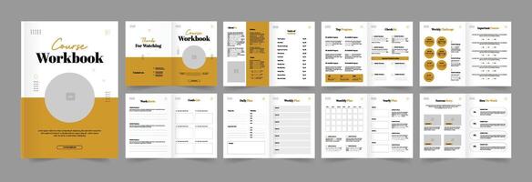 kurs arbetsbok layout mall också dagligen planerare broschyr design. vektor