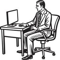 Geschäftsmann mit Laptop. Illustration auf ein Weiß Hintergrund vektor