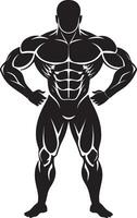 Bodybuilder mit voll Länge Körper. muskulös Mann. Illustration. vektor