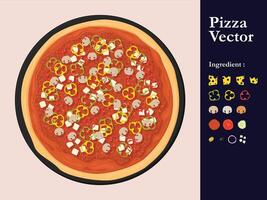 pizza ikon restaurang meny element Kafé pepperoni tecknad serie illustration abstrakt sås mat vektor