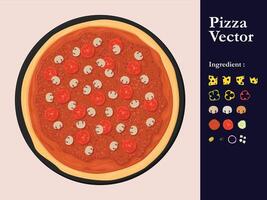 pizza ikon restaurang meny element Kafé pepperoni tecknad serie illustration abstrakt sås mat vektor