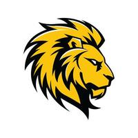 logotyp design lejon huvud gul Färg vit bakgrund vänd rätt vektor