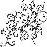 dekorativ blommig element med virvlar runt. illustration vektor
