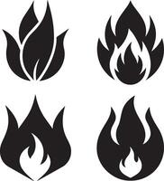 Feuer Flammen Symbole einstellen isoliert auf Weiß Hintergrund. Illustration. vektor