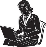 Geschäftsfrau mit Laptop.isoliert auf Weiß Hintergrund vektor