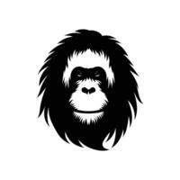 orangutang ansikte huvud logotyp design silhuett ikon vektor