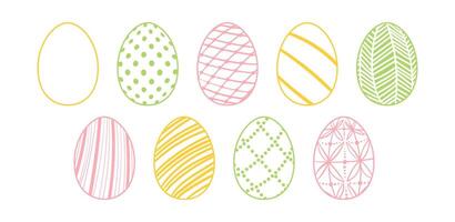 Ostern Eier Satz. lineart einstellen von Eier mit geometrisch Ornament vektor