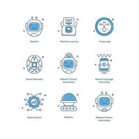 artificiell intelligens grundläggande element av ai illustrtaion ikon design uppsättning vektor