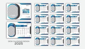 Schreibtisch Kalender Vorlage zum 2025 mit 12 Monate vektor