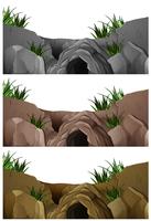 Drei Szenen der Höhle im felsigen Berg vektor
