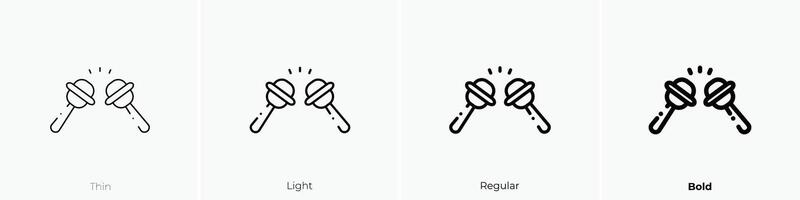 Maracas Symbol. dünn, Licht, regulär und Fett gedruckt Stil Design isoliert auf Weiß Hintergrund vektor