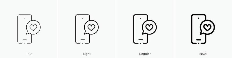 Liebe Botschaft Symbol. dünn, Licht, regulär und Fett gedruckt Stil Design isoliert auf Weiß Hintergrund vektor