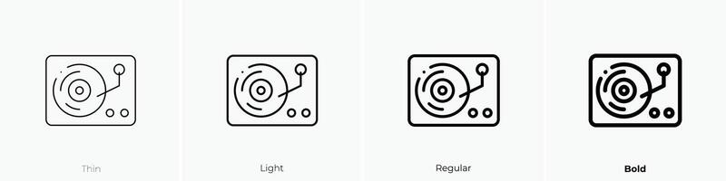 lp Spieler Symbol. dünn, Licht, regulär und Fett gedruckt Stil Design isoliert auf Weiß Hintergrund vektor