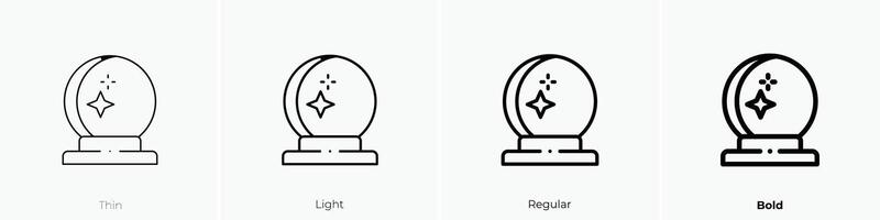 Magie Ball Symbol. dünn, Licht, regulär und Fett gedruckt Stil Design isoliert auf Weiß Hintergrund vektor