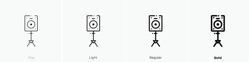 Lautsprecher Symbol. dünn, Licht, regulär und Fett gedruckt Stil Design isoliert auf Weiß Hintergrund vektor