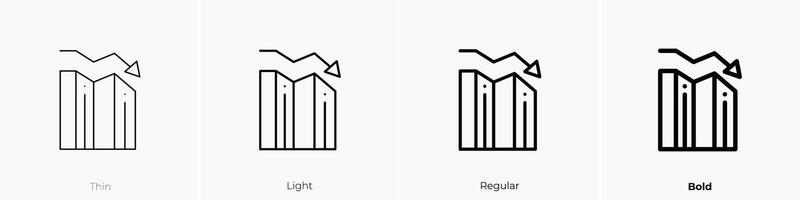 Verlust Symbol. dünn, Licht, regulär und Fett gedruckt Stil Design isoliert auf Weiß Hintergrund vektor