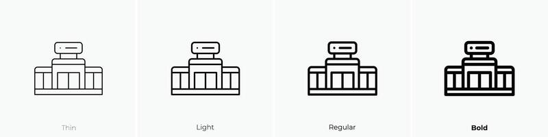 Einkaufszentrum Symbol. dünn, Licht, regulär und Fett gedruckt Stil Design isoliert auf Weiß Hintergrund vektor