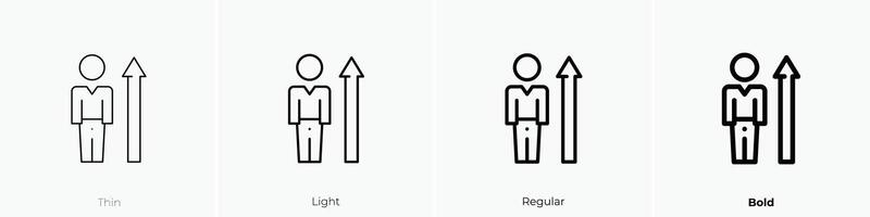 Mann Symbol. dünn, Licht, regulär und Fett gedruckt Stil Design isoliert auf Weiß Hintergrund vektor