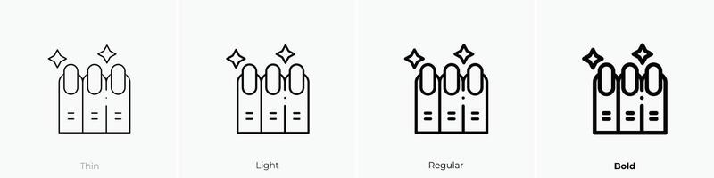 Maniküre Symbol. dünn, Licht, regulär und Fett gedruckt Stil Design isoliert auf Weiß Hintergrund vektor