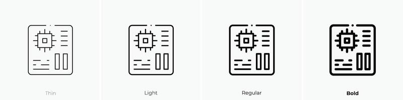 Mainboard Symbol. dünn, Licht, regulär und Fett gedruckt Stil Design isoliert auf Weiß Hintergrund vektor