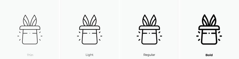 Magie Hut Symbol. dünn, Licht, regulär und Fett gedruckt Stil Design isoliert auf Weiß Hintergrund vektor