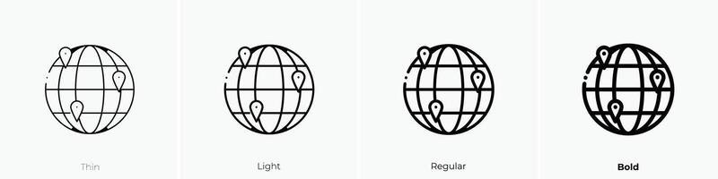 Standorte Symbol. dünn, Licht, regulär und Fett gedruckt Stil Design isoliert auf Weiß Hintergrund vektor