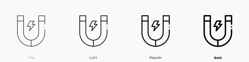 magnet ikon. tunn, ljus, regelbunden och djärv stil design isolerat på vit bakgrund vektor