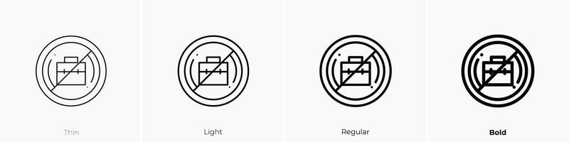 Gepäck Symbol. dünn, Licht, regulär und Fett gedruckt Stil Design isoliert auf Weiß Hintergrund vektor