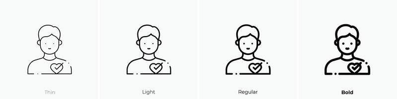 Liebe Symbol. dünn, Licht, regulär und Fett gedruckt Stil Design isoliert auf Weiß Hintergrund vektor