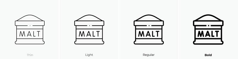 Malz Symbol. dünn, Licht, regulär und Fett gedruckt Stil Design isoliert auf Weiß Hintergrund vektor