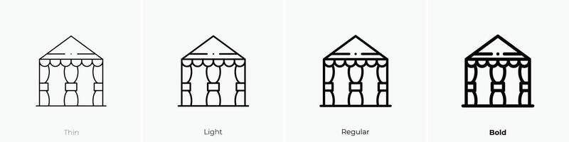 Festzelt Symbol. dünn, Licht, regulär und Fett gedruckt Stil Design isoliert auf Weiß Hintergrund vektor