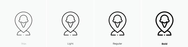 Ort Symbol. dünn, Licht, regulär und Fett gedruckt Stil Design isoliert auf Weiß Hintergrund vektor