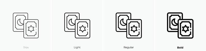 Magie Karten Symbol. dünn, Licht, regulär und Fett gedruckt Stil Design isoliert auf Weiß Hintergrund vektor